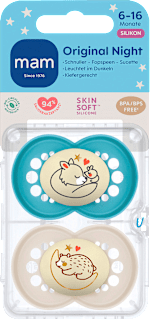 Schnuller Original Night Silikon blau/creme, 6-16 Monate mam