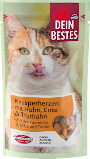 Katzenleckerli, Knusperherzen mit Huhn, Ente & Truthahn Dein Bestes