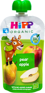 Hippis BIO kašica u vrećici - kruška i jabuka, 4+ mj. HiPP