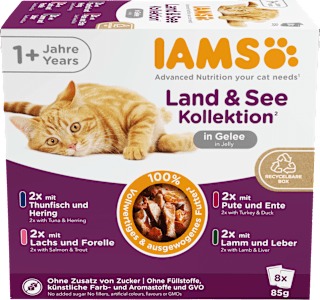 Nassfutter Katze Land & Sea Collection in Gelee Multipack (8x85 g) IAMS