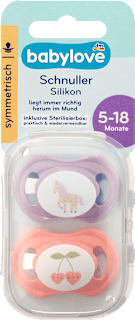 Schnuller Silikon symmetrisch, lila/rosa, Gr. 2, 5-18 Monate  babylove
