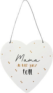 Metallherz mit Spruch "Mama du bist ganz toll", weiß/gold/schwarz BOLTZE