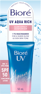 Zaščitna krema za obraz Aqua Rich UV Glowy, ZF 50 Bioré