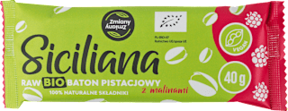 Baton pistacjowy z malinami Siciliana Raw BIO ZMIANY ZMIANY