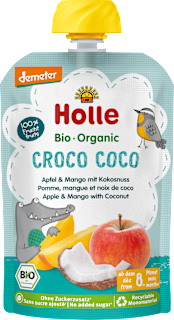 Quetschie Croco Coco, Apfel & Mango mit Kokusnuss ab 8 Monaten Holle