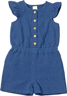 Overall aus Musselin mit Lochstickerei, blau, Gr. 122 ALANA