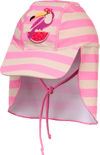UV Bademütze mit Nackenschutz & Tukan-Motiv, rosa, Gr. 48/49 PUSBLU