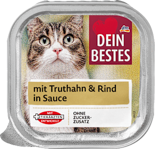 Nassfutter Katze mit Rind & Truthahn in Sauce Dein Bestes