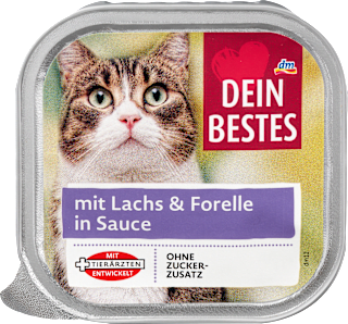 Nassfutter Katze mit Lachs & Forelle in Sauce Dein Bestes