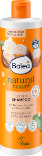 Šampón na kučeravé vlasy natural beauty s bio-makadamiovým olejom Balea