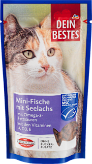 Katzenleckerli Mini-Fische mit Seelachs & Omega-3-Fettsäuren, MSC zertifiziert Dein Bestes