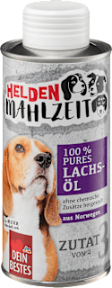 Nahrungsergänzung Hund pures Lachsöl, Heldenmahlzeit Dein Bestes