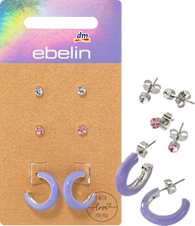 Połączenie kolczyków w kolorze srebrnym z fioletowymi kreolami J23 ebelin