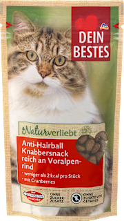 Katzenleckerli Knabbersnack Anti-Hairball mit Rind, Naturverliebt Dein Bestes