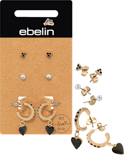 Zestaw kolczyków w kolorze złotym z perełkami i zawieszką w kształcie serca J23 ebelin