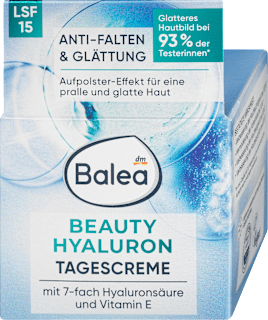 Nappali arckrém Beauty Hyaluron, hétszeres hialuronnal és E-vitaminnal, FF15 fényvédelemmel Balea