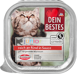 Nassfutter Katze Kitten reich an Rind in Sauce, Junior Dein Bestes