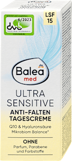 Dnevna krema za obraz proti gubam ULTRA SENSITIVE, ZF 15 Balea med