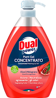 Płyn do mycia naczyń, skoncentrowany żel z pompką Aloe & Melograno Dual power