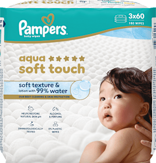 Vlažilni robčki Aqua soft touch, 3 × 60 Pampers