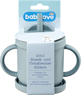 Snack- und Trinkbecher 2in1 Silikon blau babylove