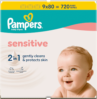 vlhčené ubrousky Sensitive 9x80 ks Pampers