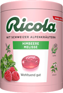 Bonbons Schweizer Alpenkräuter Himbeere Melisse zuckerfrei Ricola