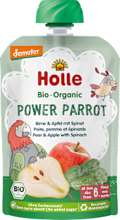 Quetschie Power Parrot, Birne & Apfel mit Spinat ab 6 Monaten Holle