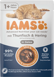 Nassfutter Katze mit Thunfisch & Hering in Gelee IAMS