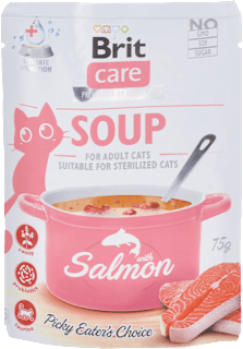Polievka pre mačky care Soup with Salmon Brit