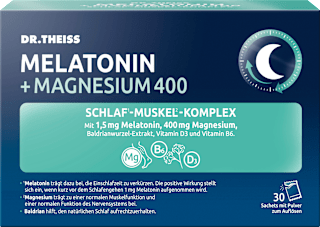 Dr. Theiss Melatonin+Magnesium 400 Schlaf-Muskel-Komplex mit Orange Maracuja Geschmack Pulver 30 Sachets à 5g DR.THEISS