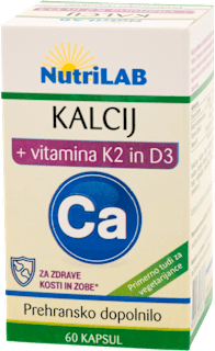 Prehransko dopolnilo Kalcij + vitamina K2 in D3 NutriLAB