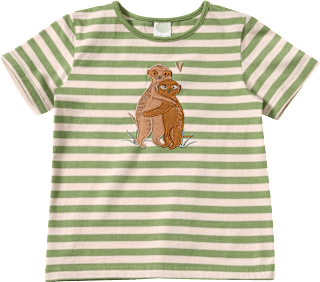 T-Shirt mit Erdmännchen-Motiv & Ringel-Muster, grün, Gr. 98 ALANA
