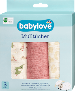 Mulltücher creme/rot babylove