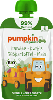 Quetschie Karotte, Kürbis, Süßkartoffel & Mais ab 6 Monaten pumpkin organics