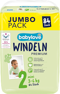 Plienky Premium - veľ. 2 mini (3-6 kg) Jumbo Pack babylove