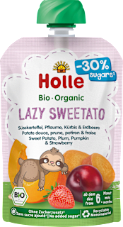 Quetschie Lazy Sweetato Süßkartoffel, Pflaume, Kürbis & Erdbeere, ab dem 6. Monat Holle