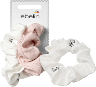 Scrunchies bestickt, weiß/rosa ebelin