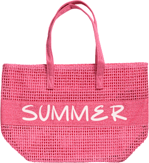 Velika torba za na plažo z napisom Summer v roza barvi Camomilla
