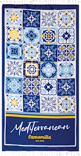 Brisača za na plažo z napisom Mediterranean Camomilla