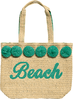 Velika torba za na plažo z napisom Beach v zeleni barvi Camomilla