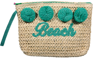 Torba za na plažo z napisom Beach v zeleni barvi Camomilla