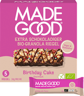 Müsliriegel Chocolate Drizzled Granola Birthday Cake Flavour (5x24g) Made Good