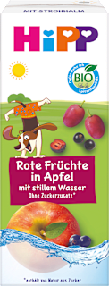 Jabłka – czerwone owoce z wodą źródlaną, po 1. roku  HiPP