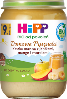 Kaszka manna z jabłkiem, mango i morelami, po 9. miesiącu życia HiPP