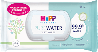 Chusteczki nawilżane Pure Water, 99,9% wody HiPP Babysanft