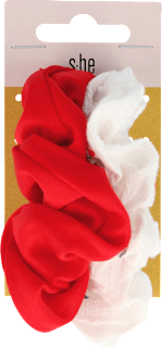 Scrunchie gumice za kosu – crvena i bijela s-he stylecollection