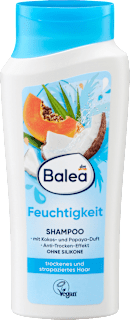Hidratáló sampon száraz és igénybe vett hajra, kókusz-papaya illattal Balea
