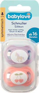 Schnuller Silikon symmetrisch, lila/rosa, Gr. 3 , ab 16 Monaten babylove