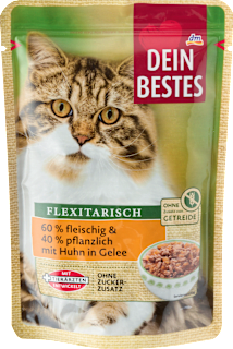Nassfutter Katze mit Huhn & Gemüse in Gelee, Naturverliebt Flexitarisch Dein Bestes